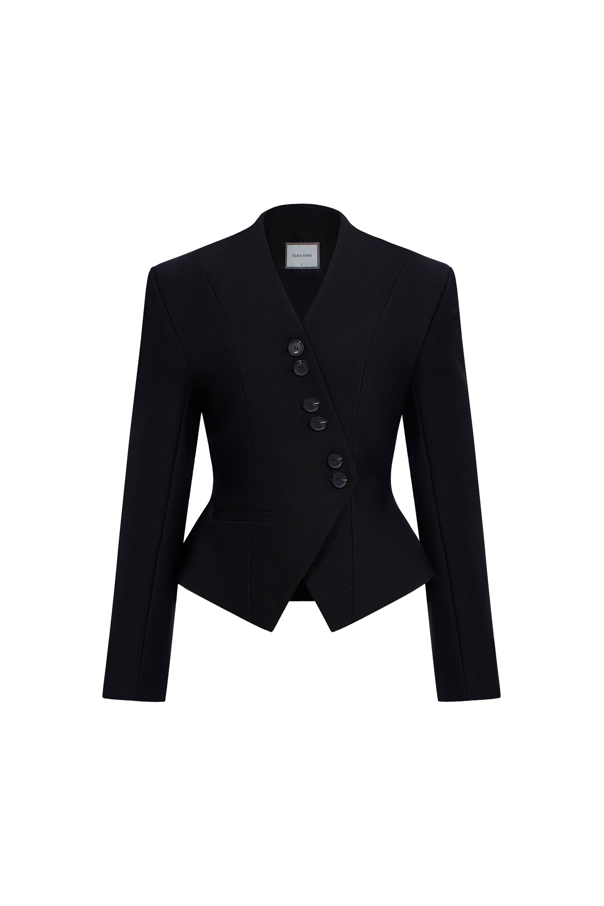 Black Pointed Wrap Blazer