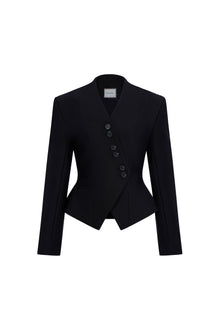 Black Pointed Wrap Blazer