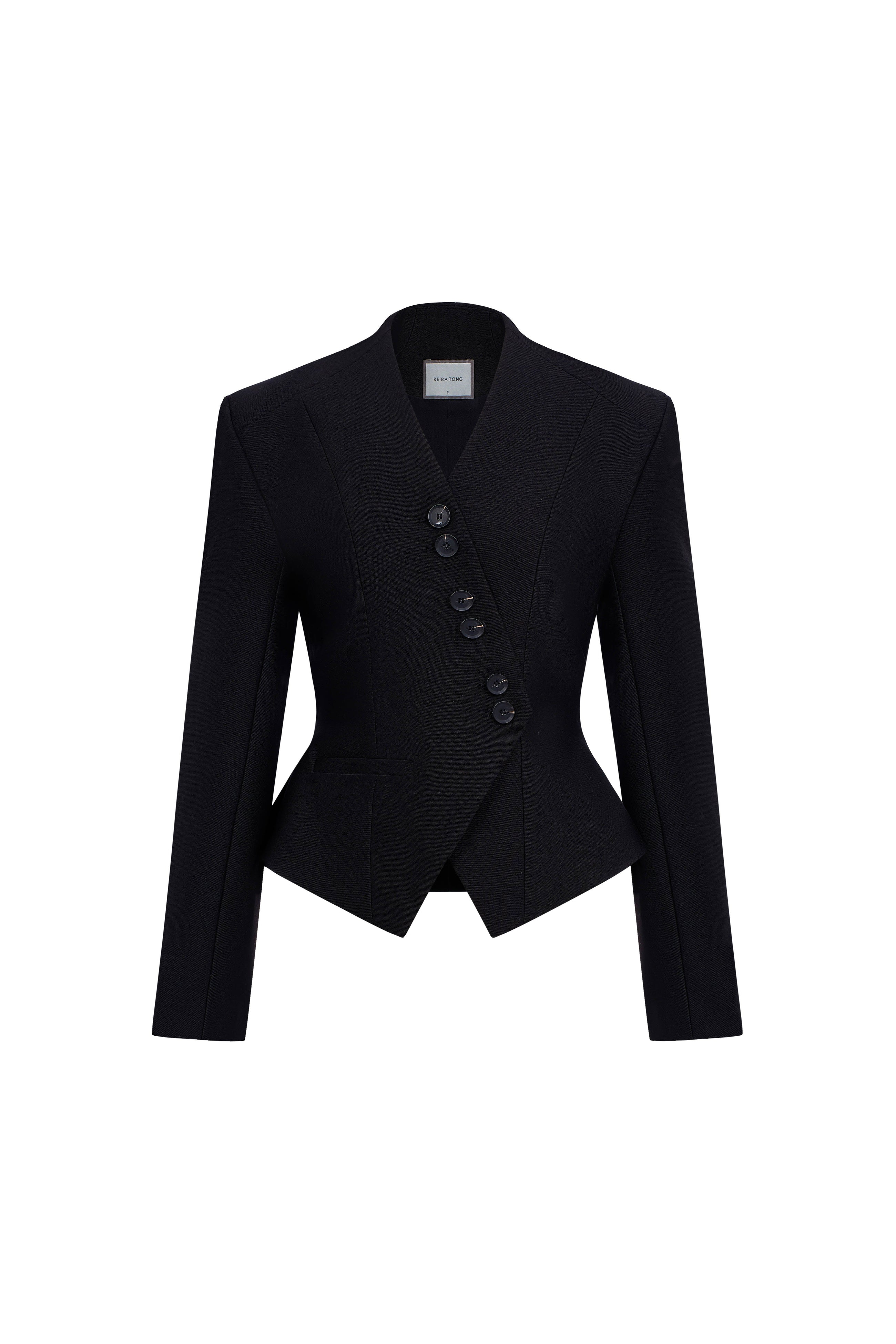 Black Pointed Wrap Blazer
