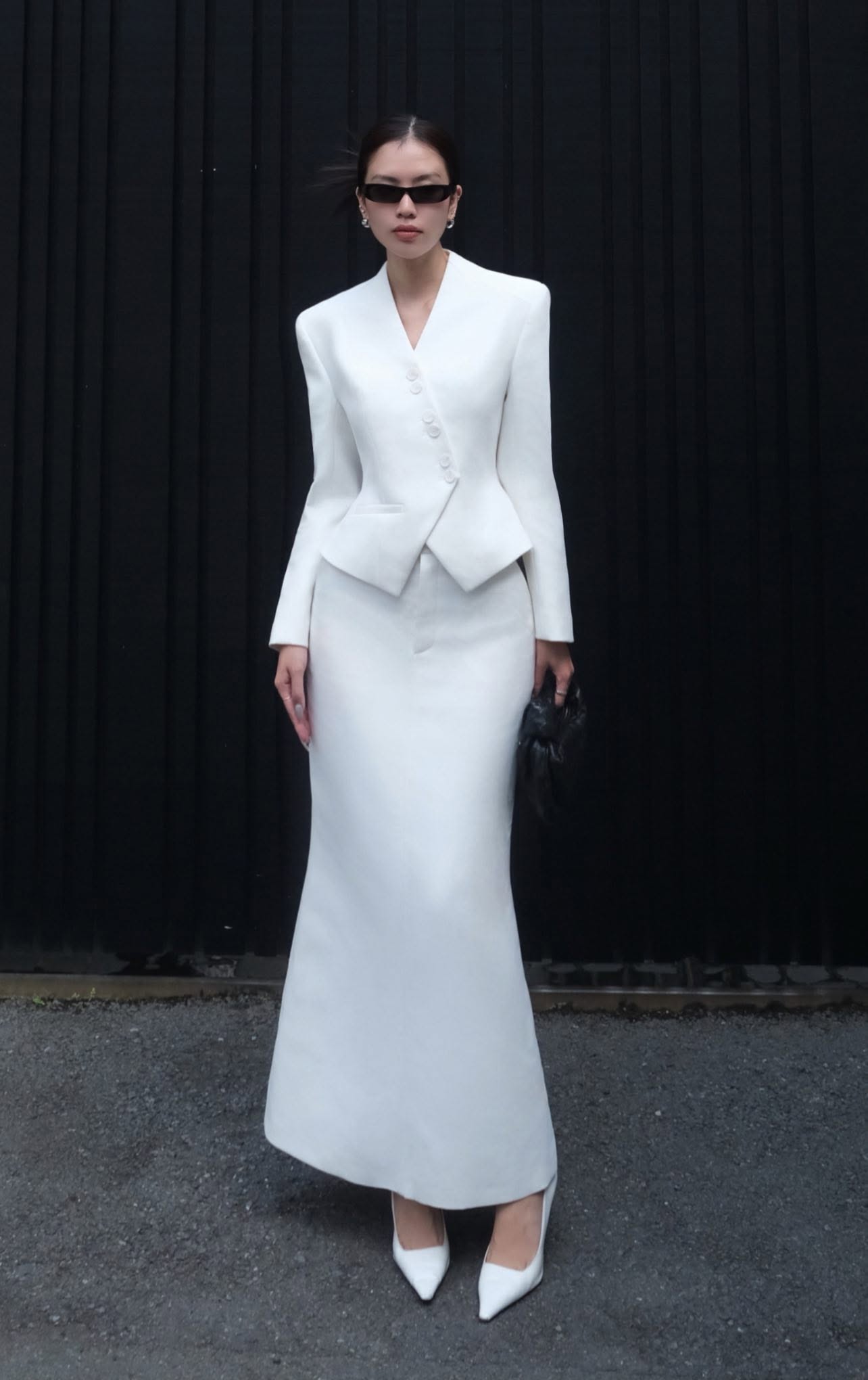 White Pointed Wrap Blazer