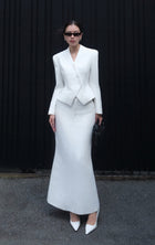 White Pointed Wrap Blazer