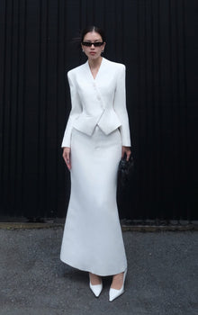 White Pointed Wrap Blazer