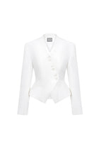 White Pointed Wrap Blazer