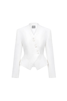White Pointed Wrap Blazer