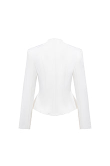 White Pointed Wrap Blazer
