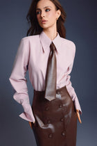 Keira Tong Brown Leather Sculpted Skirt
