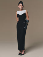 Black Flipped-Bust Panel Dress