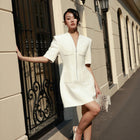 White Zipped Mini Dress