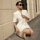 White Zipped Mini Dress