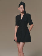 Black Flipped-Bust Mini Dress