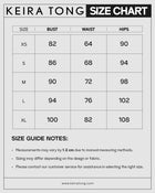 Keira Tong size chart (cm)