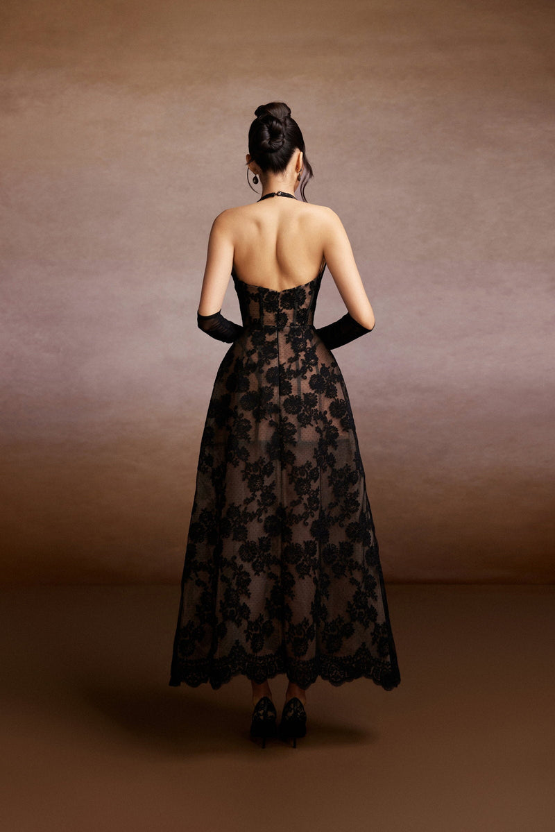 Black Halter Lace Dress