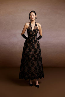 Black Halter Lace Dress