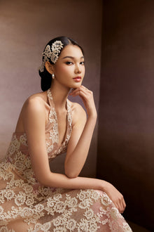 Caramel Halter Lace Dress