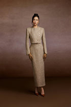 Champagne Tweed Blazer and Corset Skirt Set