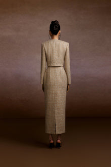 Champagne Tweed Blazer and Corset Skirt Set