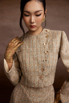 Champagne Tweed Blazer and Corset Skirt Set