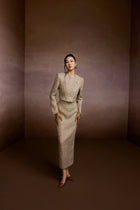 Champagne Tweed Blazer and Corset Skirt Set