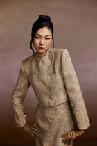 Champagne Tweed Blazer and Corset Skirt Set