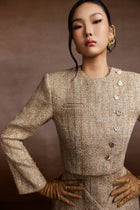Champagne Tweed Blazer and Corset Skirt Set