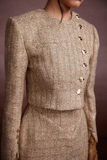 Champagne Tweed Blazer and Corset Skirt Set