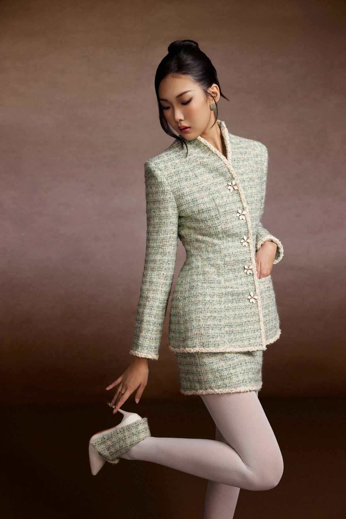 Charm Tweed Blazer and Skirt Set
