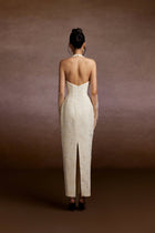 Cream Crystals Halter Dress