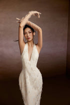 Cream Crystals Halter Dress