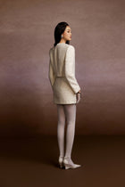Floral Buttons Blazer and Tweed Mini Skirt Set
