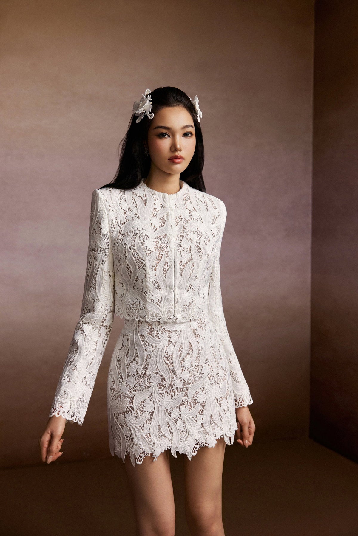 Hyacinth Lace Blazer and Mini Skirt Set