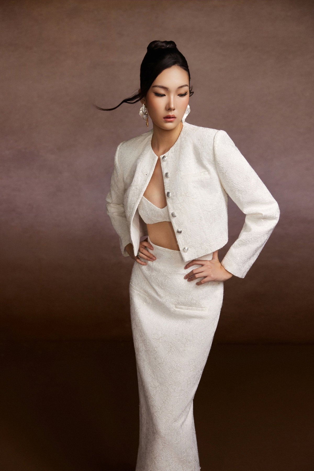 Mono Tweed Blazer and Corset Skirt Set