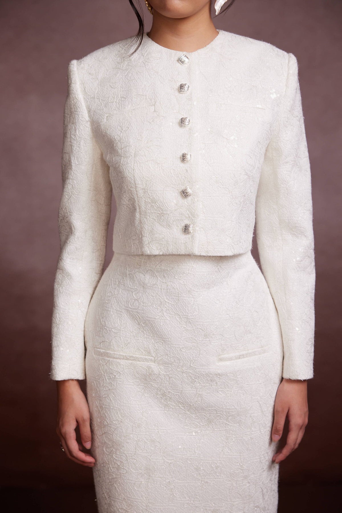 Mono Tweed Blazer and Corset Skirt Set